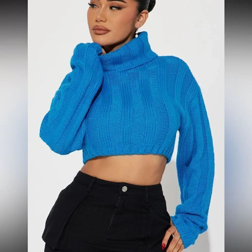 Catching Attention Turtleneck Sweater - Blue
